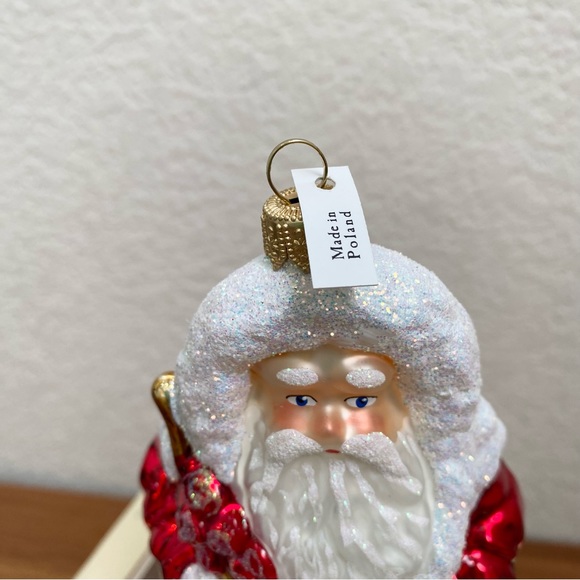Glassware Art Studio Poland Santa Hand Blown Handcrafted Mercury Glass Ornament - Picture 6 of 16